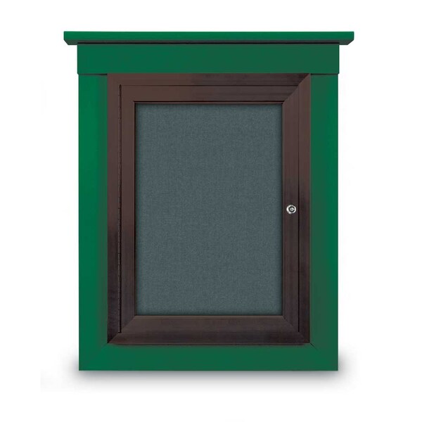 60"x48" 2-Door Enclosed Letterboard, Grey Felt/Walnut